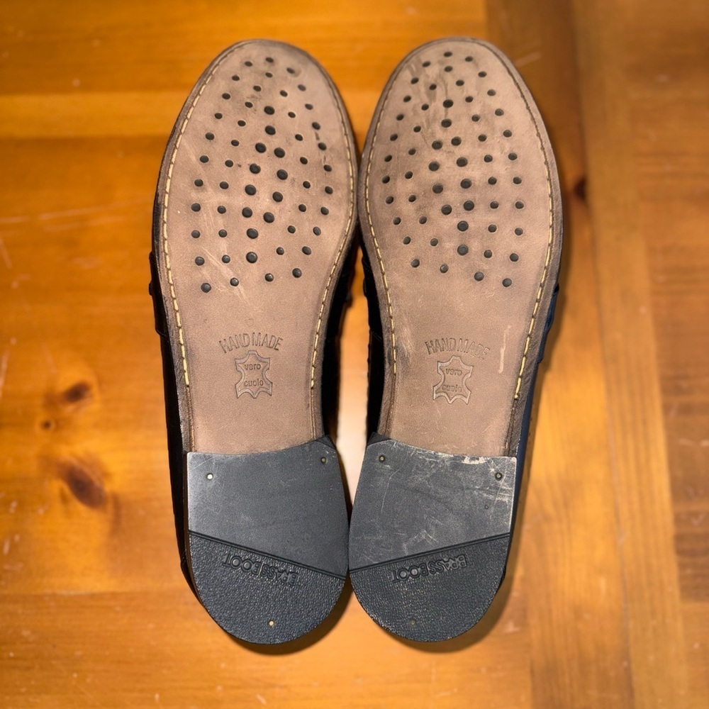 Brass Boot Penny Loafers Pebble Gain Leather Mens 11.5 Slip On Black Classic - Picture 4 of 9